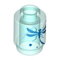 Деталь Лего Кубик С Рисунком Круглый 1 х 1 с Открытым Штырьком со Стрекозой Цвет Прозрачно-Голубой