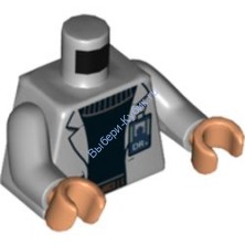 Деталь Лего Торс С Рисунком Цвет Светло-Серый