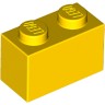 Деталь Лего Кубик 1 х 2 Цвет Желтый