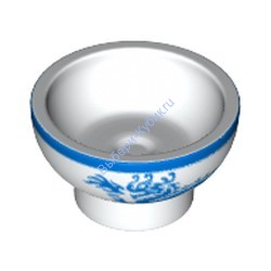 Деталь Лего Чаша с синим ободком и рисунком дракона Цвет Белый