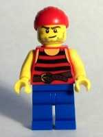 Pirate 3 - Black and Red Stripes, Blue Legs, Scar