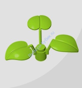 Деталь Аналог Совместимый С Лего Цветочный Стебель 1 х 1 х 2/3 С 3 Большими Листьями Цвет Лайм Глянцевый