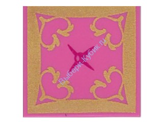 Деталь Лего Плитка 2 х 2 с Золотым Рисунком Цвет Темно-Розовый