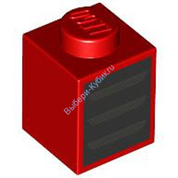 Деталь Лего Кубик 1 х 1 С Рисунком Цвет Красный
