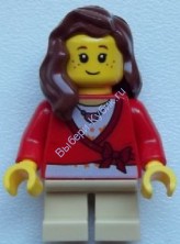 Sweater Cropped with Bow, Heart Necklace, Tan Short Legs, Reddish Brown Female Hair over Shoulder