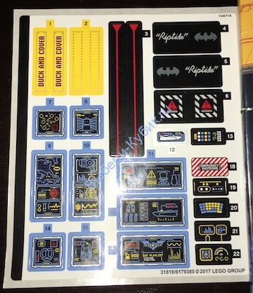 Наклейки К Набору Лего 70909 - (31818/6179380)