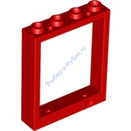 Деталь Лего Дверная Рама 1 х 4 х 4 (Для Подъемной Двери) Цвет Красный