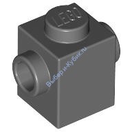 Деталь Лего Кубик Модифицированный 1 х 1 С Штырьками На Противоположных Сторонах Цвет Темно-Серый