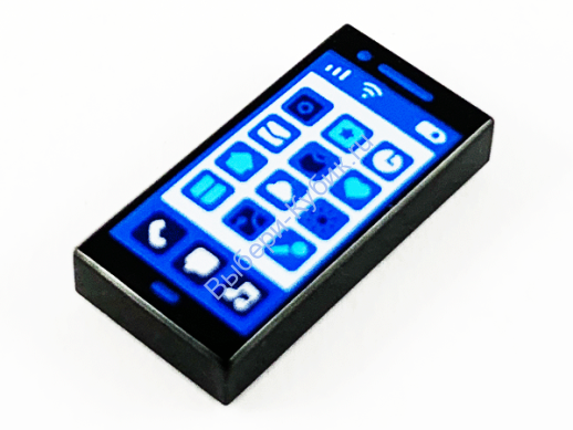 Деталь Лего Плитка 1 х 2 Смартфон Цвет Черный