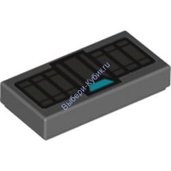 Деталь Лего Плитка 1 х 2 C Рисунком Цвет Темно-Серый