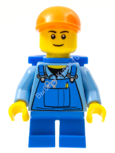 Минифигурка Лего Сити - Рабочий, инструменты в кармане