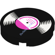 Деталь Лего Плитка Круглая 2 х 2 с Музыкальной Пластинкой Цвет Черный