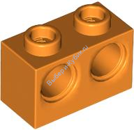 Деталь Лего Техник Кубик 1 х 2 С Отверстиями Цвет Оранжевый 