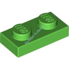 Деталь Лего Пластина 1 х 2 Цвет Ярко-Зеленый