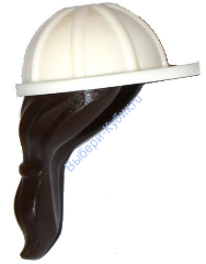 Деталь Лего Шлем С Темно-Коричневыми Волосами Цвет Белый