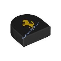 Деталь Лего Плитка 1 х 1 Полукруг с Рисунком Цвет Черный 24246pb045