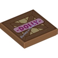 Деталь Лего Плитка 2 х 2 Ящик с Надписью "Долли" Цвет Карамельный