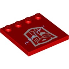 Деталь Лего Плитка Модифицированная 4 х 4 С Штырьками По Краям С Рисунком Цвет Красный