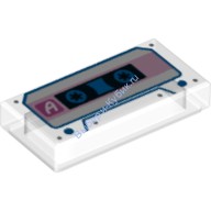 Деталь Лего Плитка 1 х 2 С Рисунком Аудиокассеты Цвет Прозрачный