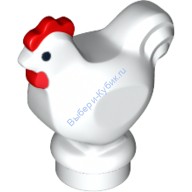 Деталь Лего Курица С Красным Хохолком Цвет Белый