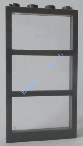 Деталь Лего Окно 1 x 4 x 6 С 3 Стеклами И Полупрозрачным Голубым Стеклом (57894/57895) Цвет Темно-Серый