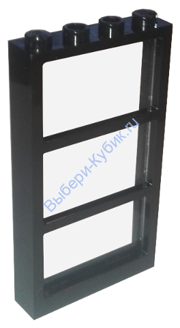 Деталь Лего Окно 1 x 4 x 6 С 3 Стеклами И Полупрозрачным Голубым Стеклом (57894/57895) Цвет Темно-Серый