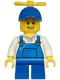 Boy - Blue Overalls over V-Neck Shirt, Blue Short Legs, Blue Cap with Tiny Yellow Propeller