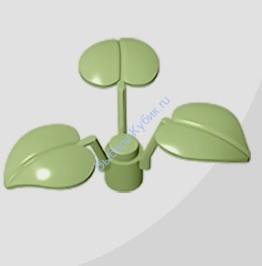 Деталь Аналог Совместимый С Лего Цветочный Стебель 1 х 1 х 2/3 С 3 Большими Листьями Цвет Темно-Песочный Матовый