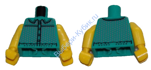 Деталь Лего Торс С Рисунком Цвет Темно-Бирюзовый