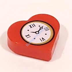 Деталь Лего Плитка Круглая 1 х 1 Сердце С Рисунком Часов Цвет Красный