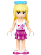 Friends Stephanie, Magenta Layered Skirt, White Top with Stars, Medium Azure Bow