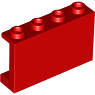 Деталь Лего Панель 1 х 4 х 2 С Боковыми Усилителями - Полые Штырьки Цвет Красный