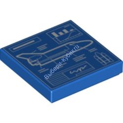 Деталь Лего Плитка 2 х 2 С Декором Цвет Синий