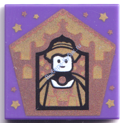 Деталь Лего Плитка 2 х 2 С Декором Гарри Поттер Шоколадная Лягушка Хельга Хаффлпафф/Пуффендуй Цвет Темно-Фиолетовый