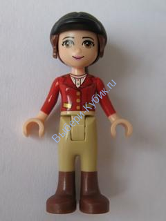 Friends Olivia, Tan Riding Pants, Red Jacket, Black Riding Helmet