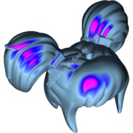 Деталь Лего Волосы С Короткой Челкой И 2 Короткими Хвостиками С Радужным Рисунком Цвет Ярко-Светло-Голубой