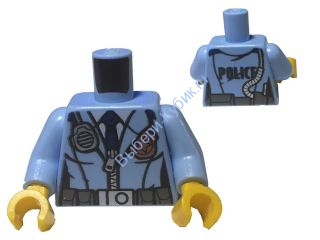 Деталь Лего Торс С Рисунком Цвет Ярко-Светло-Голубой