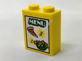 Деталь Лего  Кубик 1 х 2 x 2 С рисунком Цвет Желтый