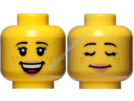 Деталь Лего Голова Минифигурки Двусторонняя Женская Цвет Желтый