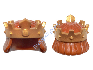 Деталь Лего Парик С Короной Цвет Темно-Оранжевый