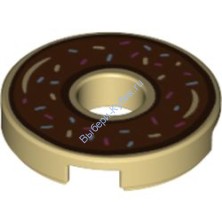 Деталь Лего Плитка Круглая 2 х 2 С Рисунком Цвет Песочный