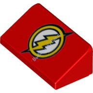 Деталь Лего Скос 30 1 х 2 х 2/3 с Логотипом Флэша Цвет Красный