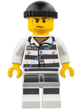 Police - Jail Prisoner 86753 Prison Stripes, Black Knit Cap, White Striped Legs, Sweat Drops