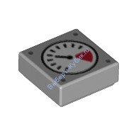 Деталь Лего Плитка 1 х 1 с Рисунком Монометра Цвет Светло-Серый