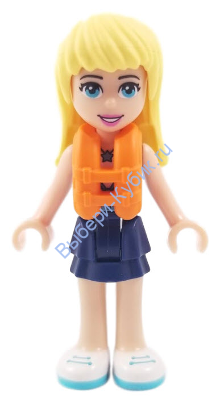 Friends Stephanie, Dark Blue Layered Skirt, Medium Azure and Dark Purple Top, Life Jacket