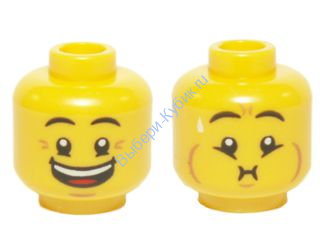 Деталь Лего Голова Минифигурки Двусторонняя Цвет Желтый