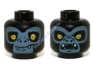 Деталь Лего Голова Минифигурки Двусторонняя Цвет Черный