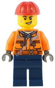 Минифигурка Лего Сити Строитель Мужчина