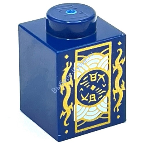 Деталь Лего Кубик 1 х 1 С Рисунком Цвет Темно-Синий