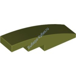 Деталь Лего Скос Закругленный 4 х 1 Без Штырьков Цвет Оливковый Зеленый